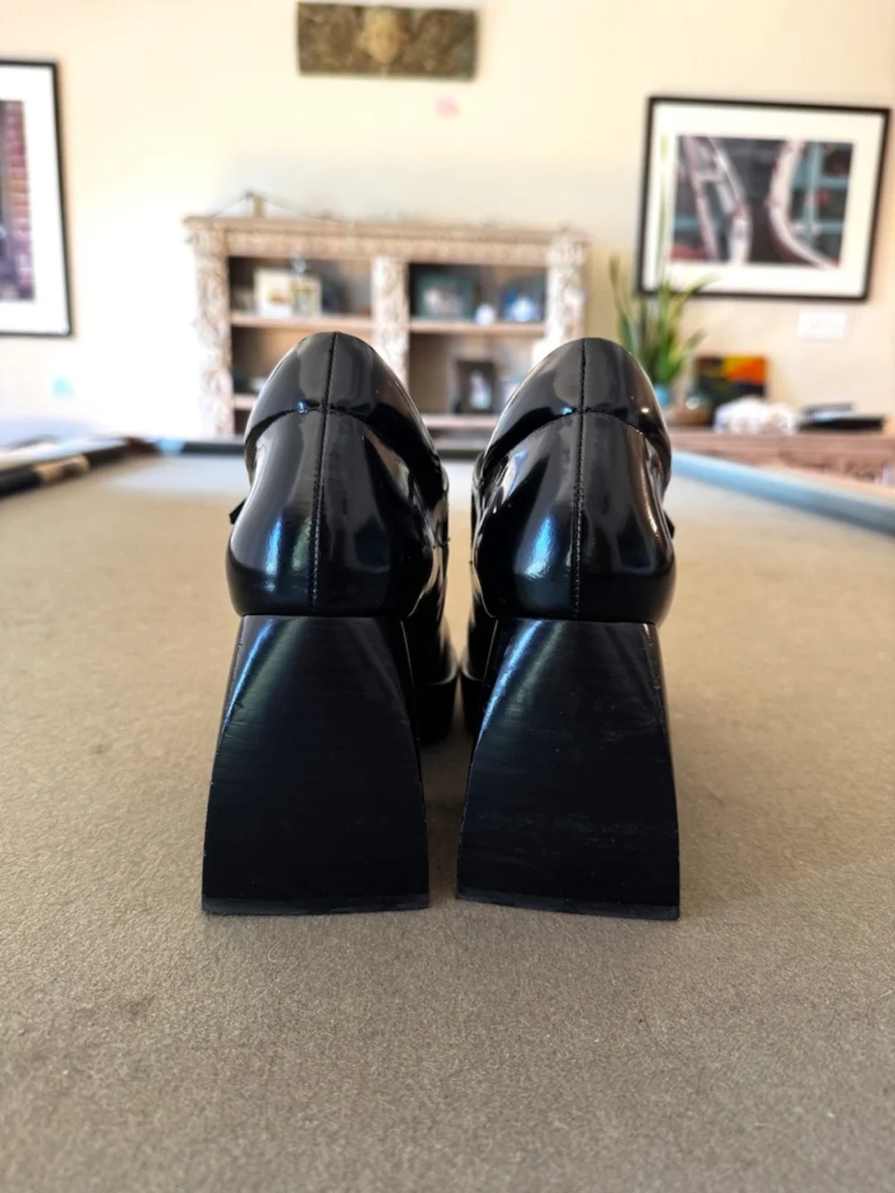 Jeffrey Campbell Corgi black double strap Mary Jane platform heels